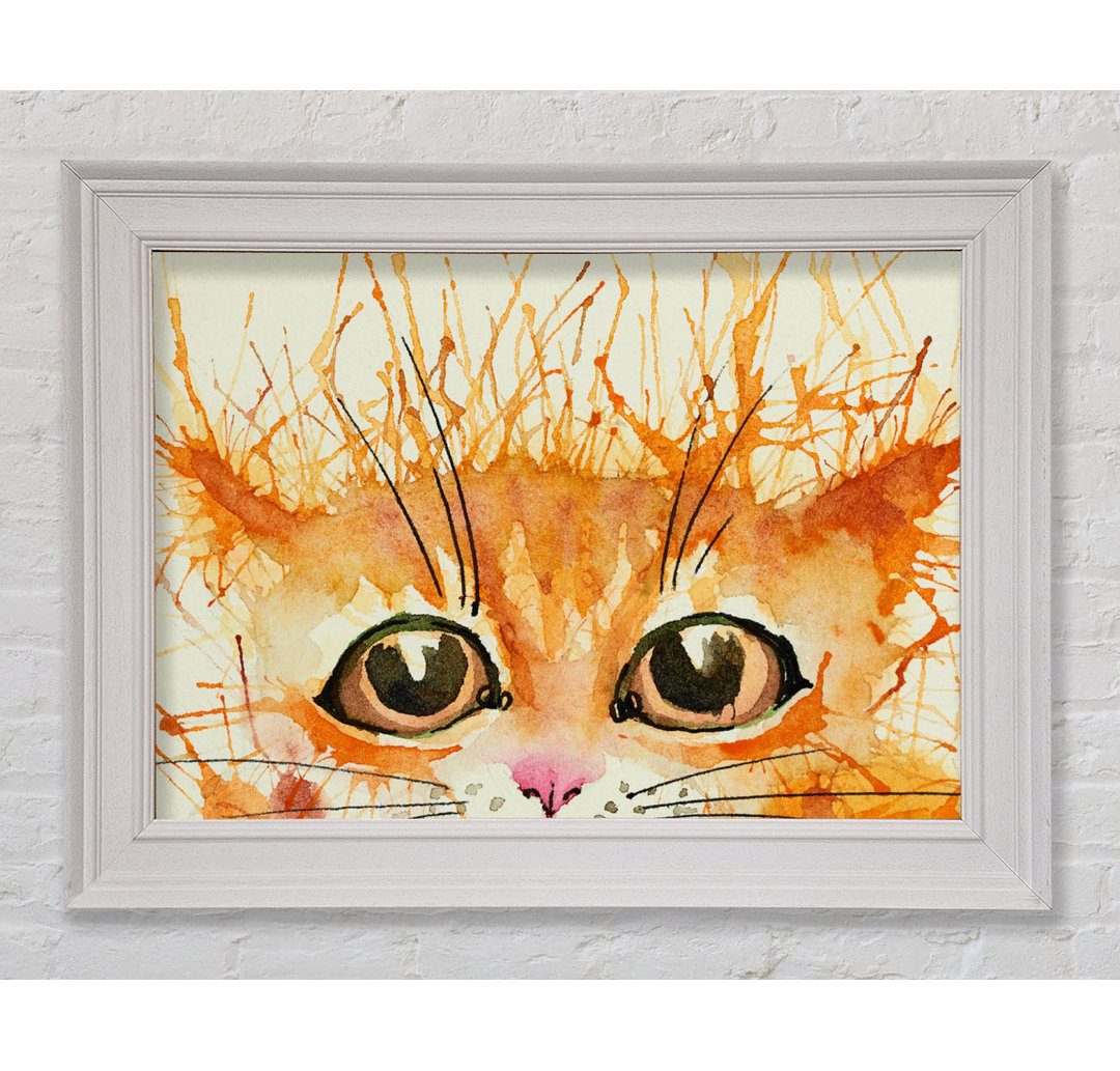 Aquarell Ingwer Katze Splat - Einzelner Bilderrahmen Kunstdrucke