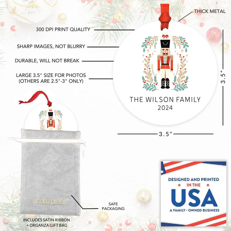Custom Soldier Nutcracker With Wreath Metal Ornament, Yes