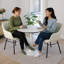 Ensemble de salle à manger 3 pièces rond en faux marbre avec fauteuils rembourrés-1811779906