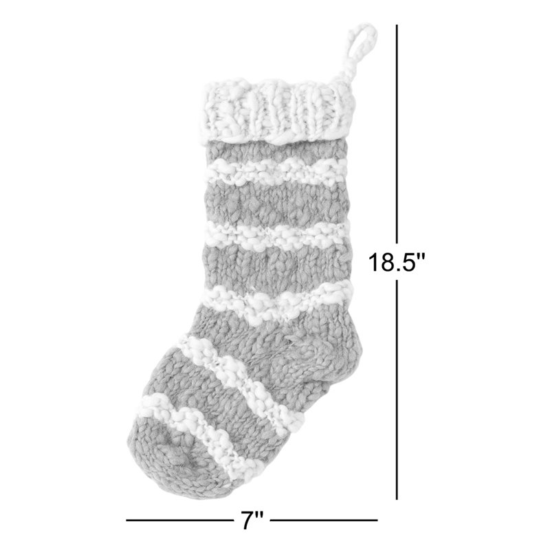Gray Hand Knit Stocking