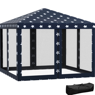 Pavillon de jardin à auvent 10 'X avec filet, réglable en hauteur. Store d'extérieur pour le jardin et le patio. Peut accueillir 10 moustiquaires sur les parois latérales et filet facile à transporter. Plaisir réglable. 100
