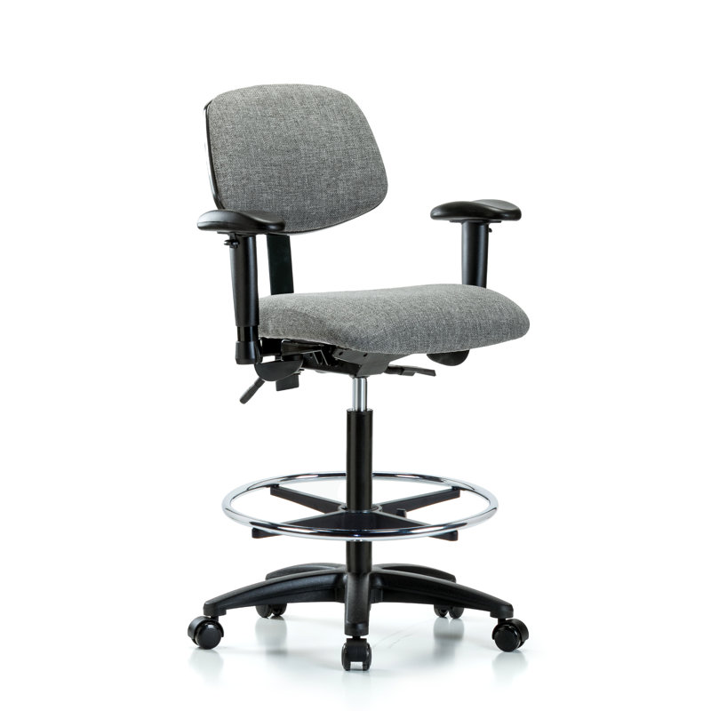 Estelle Drafting Chair, Casters, Gray, Not Included