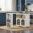 Kitchen Island On Wheels With Extendable Table, Led Lights, Power Outlets, 2 Fluted Glass Doors, Storage Compartment, 3 Open Shelves, White-634416171