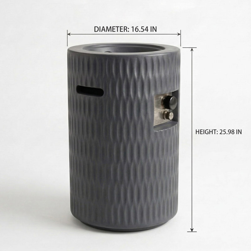 Colonne de feu d'extérieur au gaz 16,5 po en gris foncé avec rangement caché et couvercle imperméable