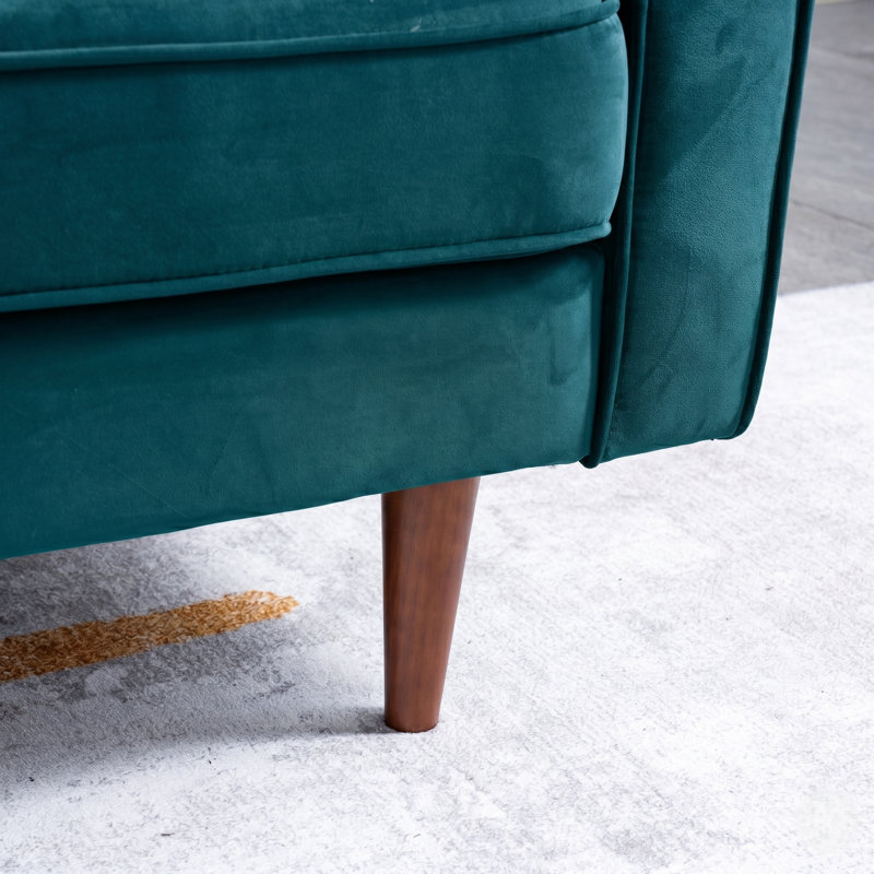 Ansonia 85" Velvet Square Arm Sofa, Teal