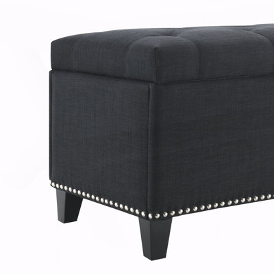 Repose-pieds avec rangement, banc de rangement avec charnière de sécurité pour le salon, le vestibule et le couloir