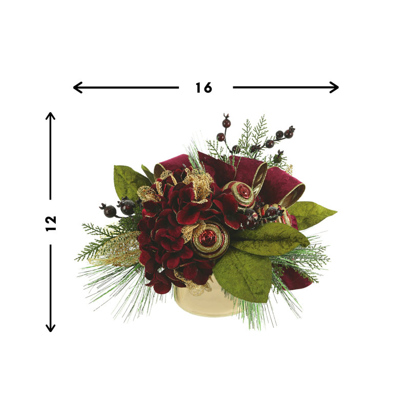 Festive Hydrangea Arrangement, Burgundy