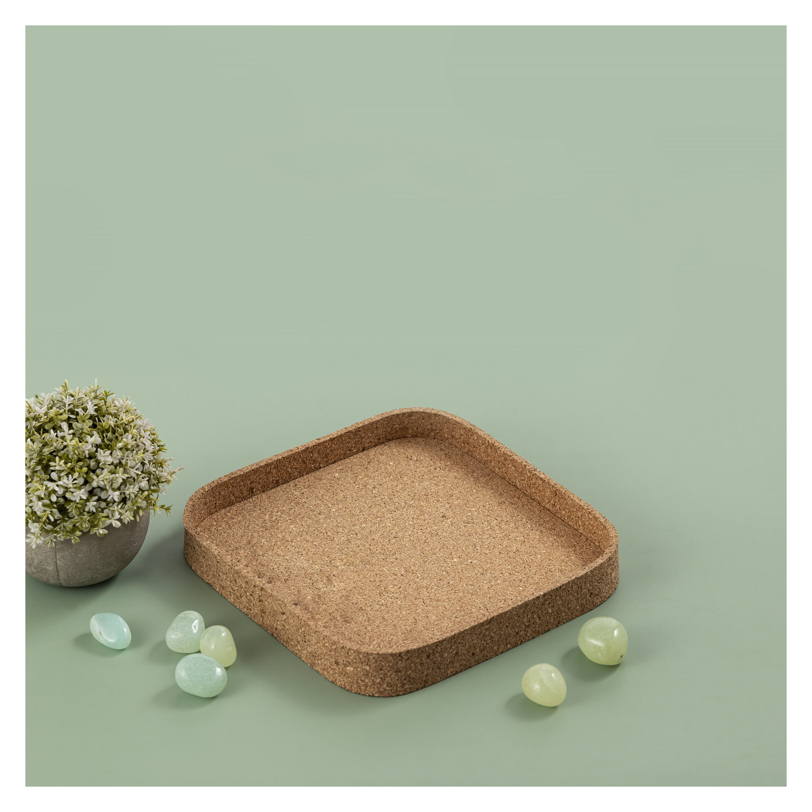 Square Cork Tray Small, 9"Wx9"Dx1.25"H