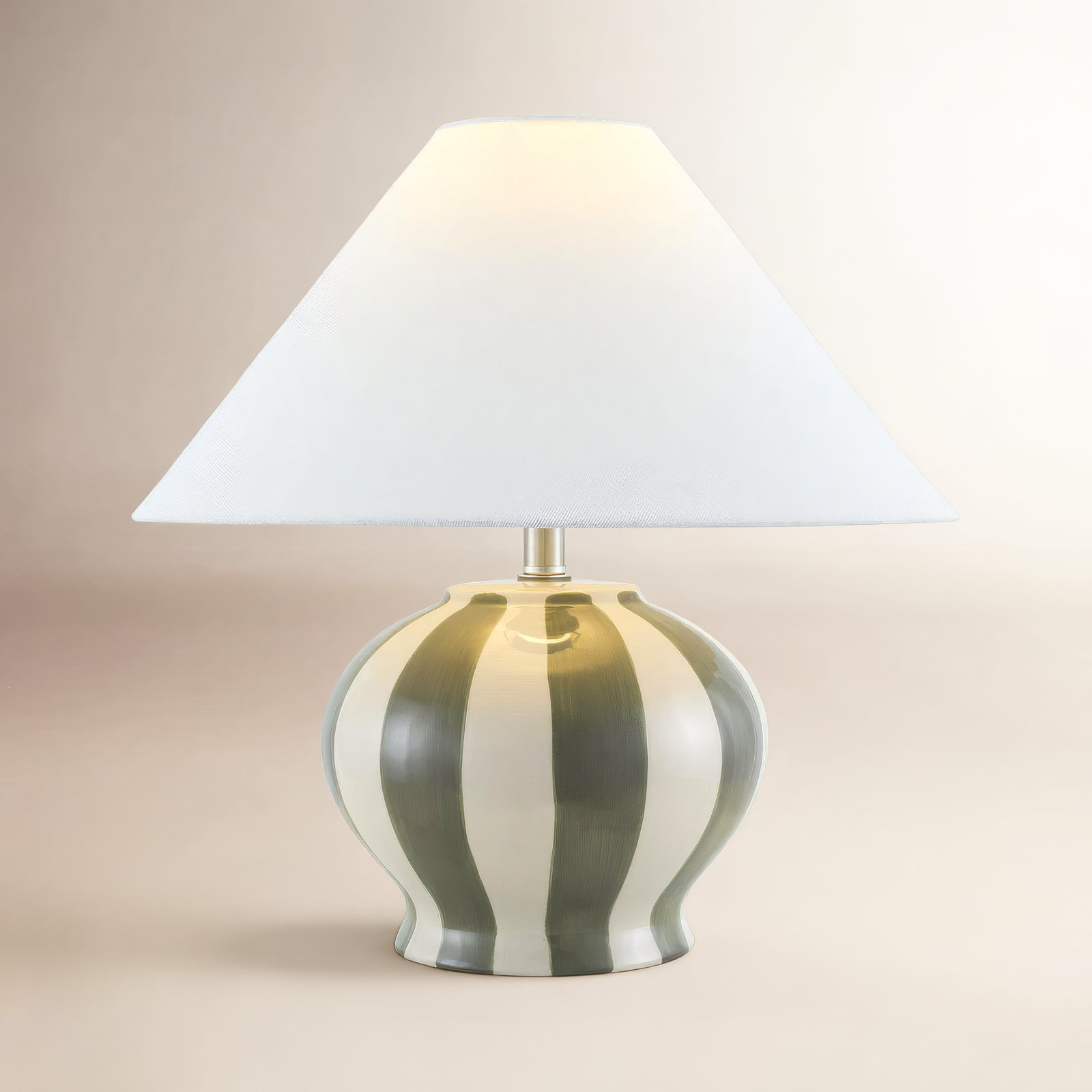 Ceramic Table Lamp, Gray/White
