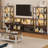 4 Tier Bookcase with smart LED light - Tall Bookshelf with Open Display Shelves Wood and Metal Corner Storage Organizer - Brown