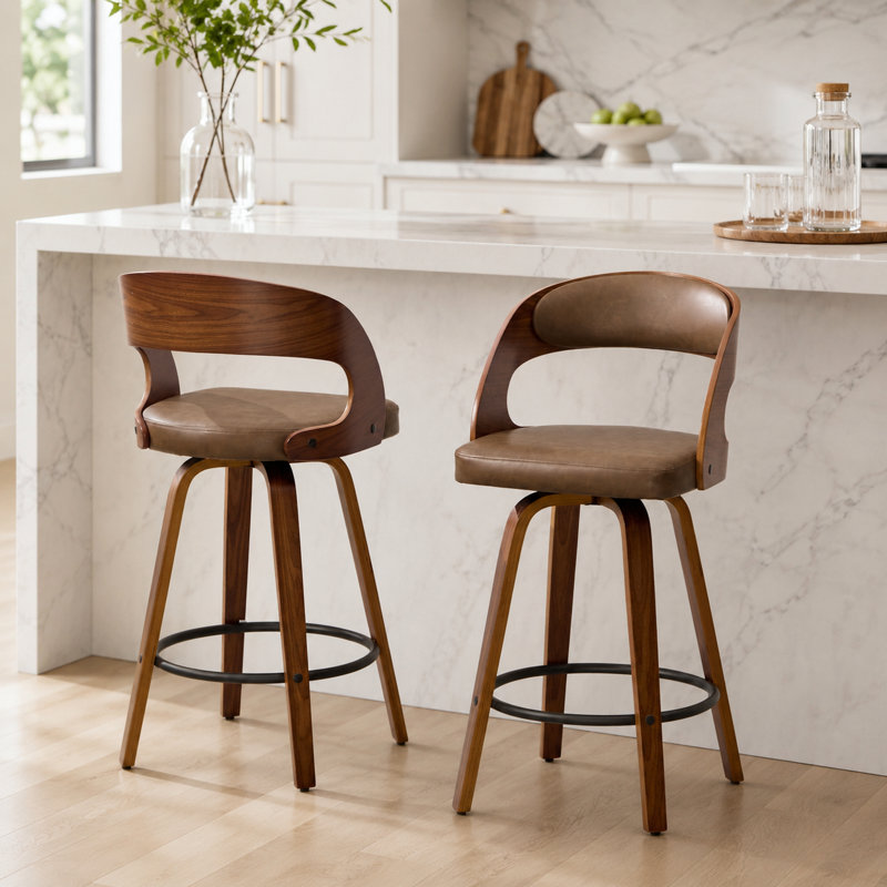 Ensemble de 2 tabourets de bar pivotants, Coffee, 2