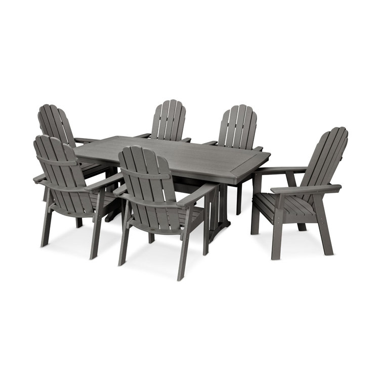 Vineyard Curveback Adirondack 7-Piece Dining Set with Trestle Legs