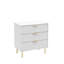 Aizley White Gloss Ribbed Chest of Drawers with Gold Legs & Handles – 3 Drawer Fluted Dresser (71cm Wide)-438564780