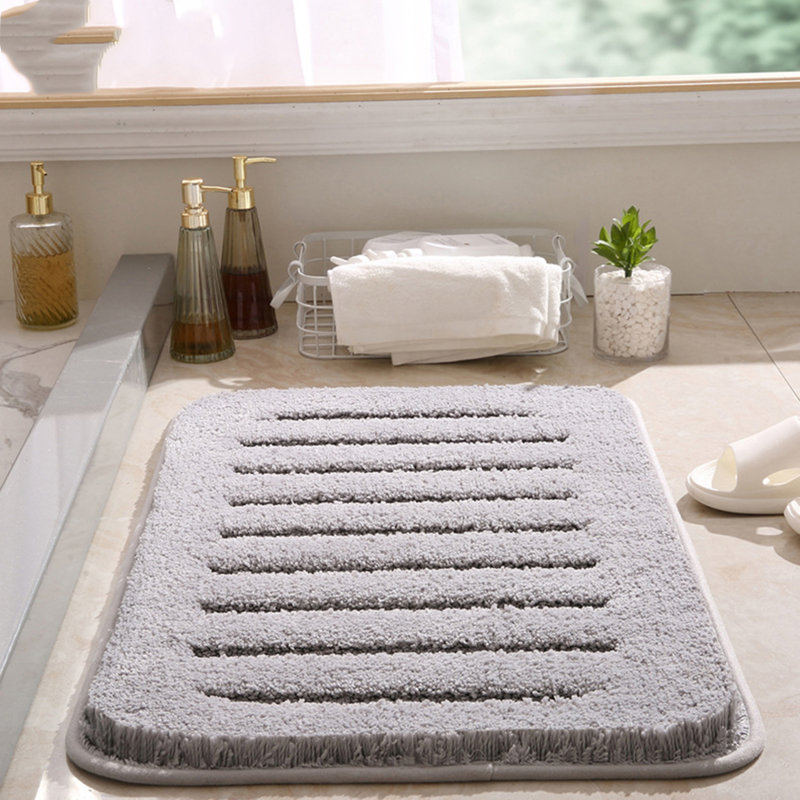 Jignesh Microfiber Non-Slip Bath Rug, 20" W x 32" L, Light Grey