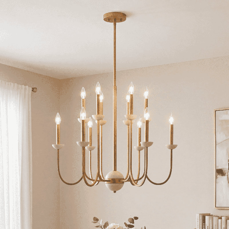 Oakhurst 12-Light Chandelier in Antique Gold, 12, 25"H x 30"W x 30"D