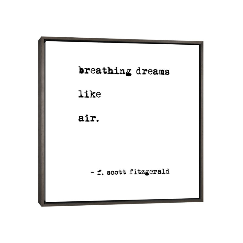 Reproduction d’art textuel, "respiration Dreams" par Scott Fitzgerald Square, Pas de tapis, H 37 po x l 37 po x P 1,5 po