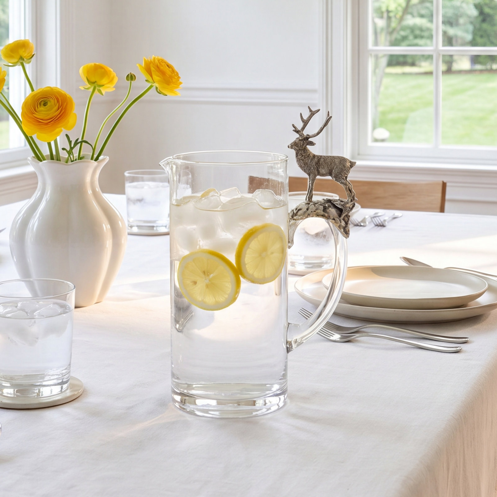 Pewter and Glass Pitcher