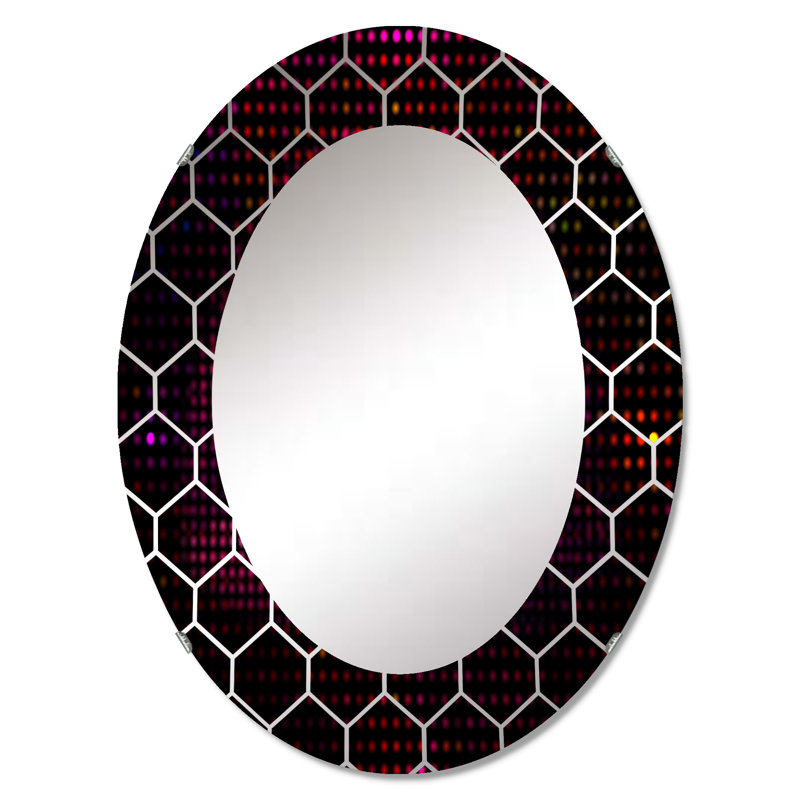 Détail des lèvres roses en forme de Pixel - miroir mural moderne, 30 po x 20 po