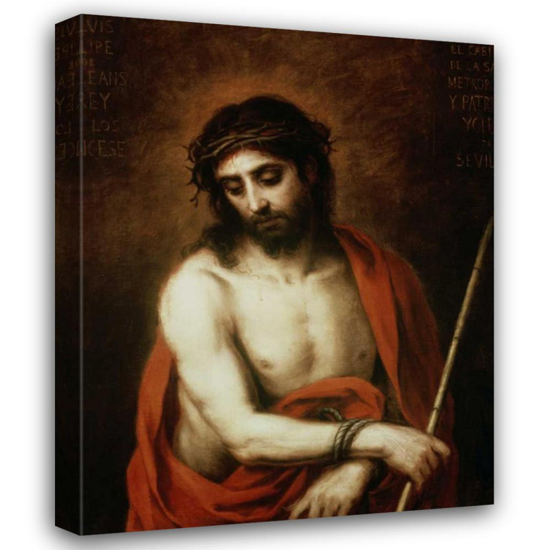 "Astce Grand Murillo", art sur toile tendue par Bartolome Esteban, Ecce Homo Bartolom, H 34 po x l 28 po