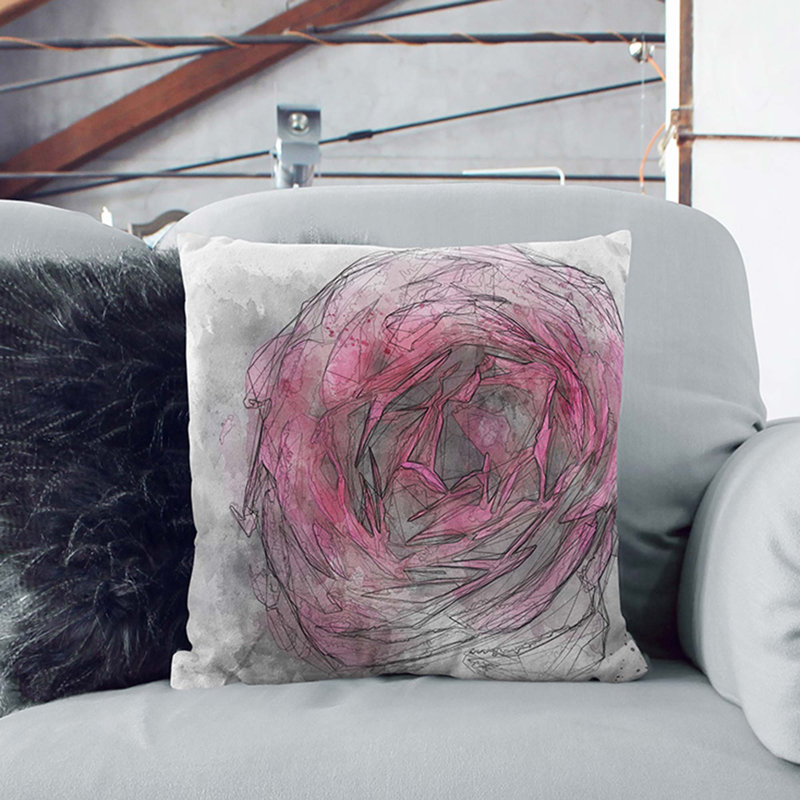 Abstract Square Throw Cushion, 55cm H x 55cm W x 20cm D, Black