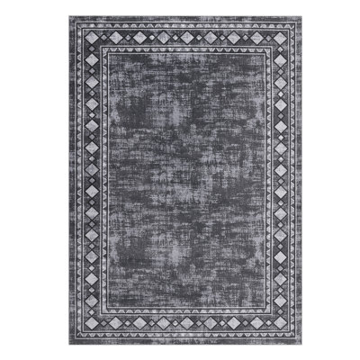 Washable Modern Carpet Chic Bordered Area Rugs for Dining Room