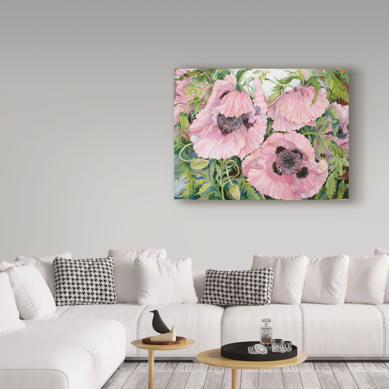 Deetra «Pink Poppies», reproduction de peinture acrylique sur toile tendue, H 35 po x l 47 po x P 2 po