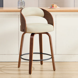 Comfortable Swivel Counter Stool With Durable Wood Legs (Set of 2)