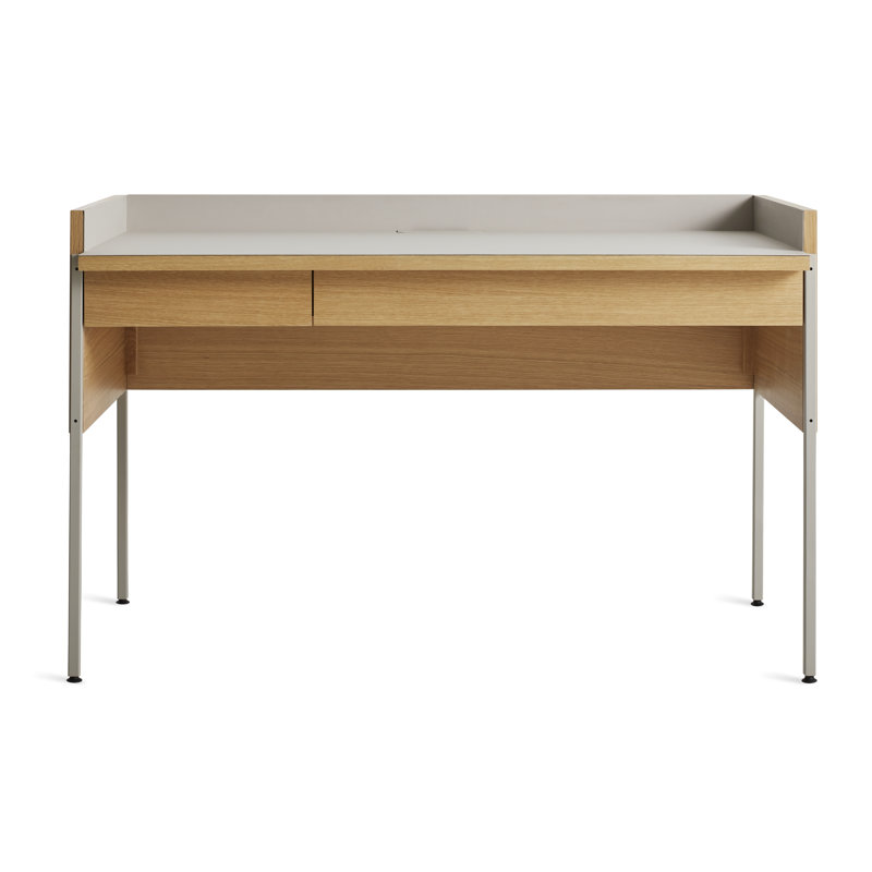 Tabloid Solid Wood Writing Desk, Putty/White Oak