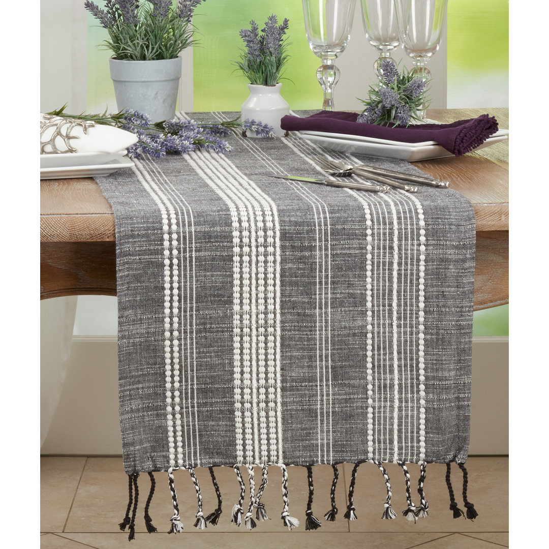 Striped 100% Cotton Table Runner Saro