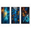 Fractale bleue et jaune mosaïque I - formes abstraites modernes, ensemble de 3 impressions sur métal-715228397