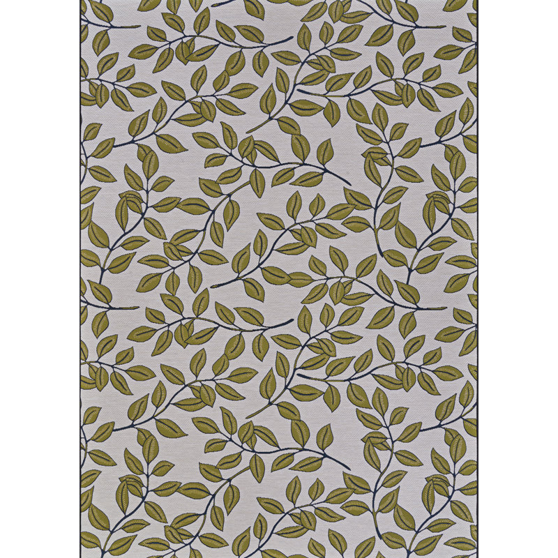 Dolce Floral Ivory Olive Flatwoven Indoor Outdoor Area Rug, Rectangle 8'1" x 11'2"
