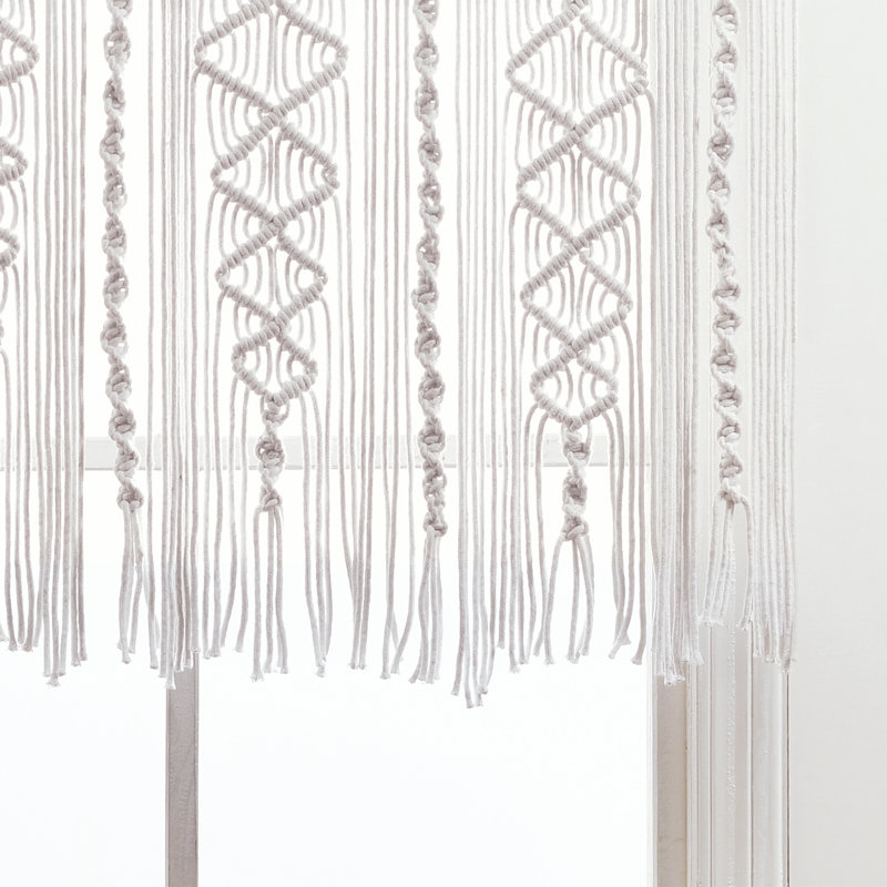 Boho Macrame Neutral Cotton Rod Pocket Window Valance