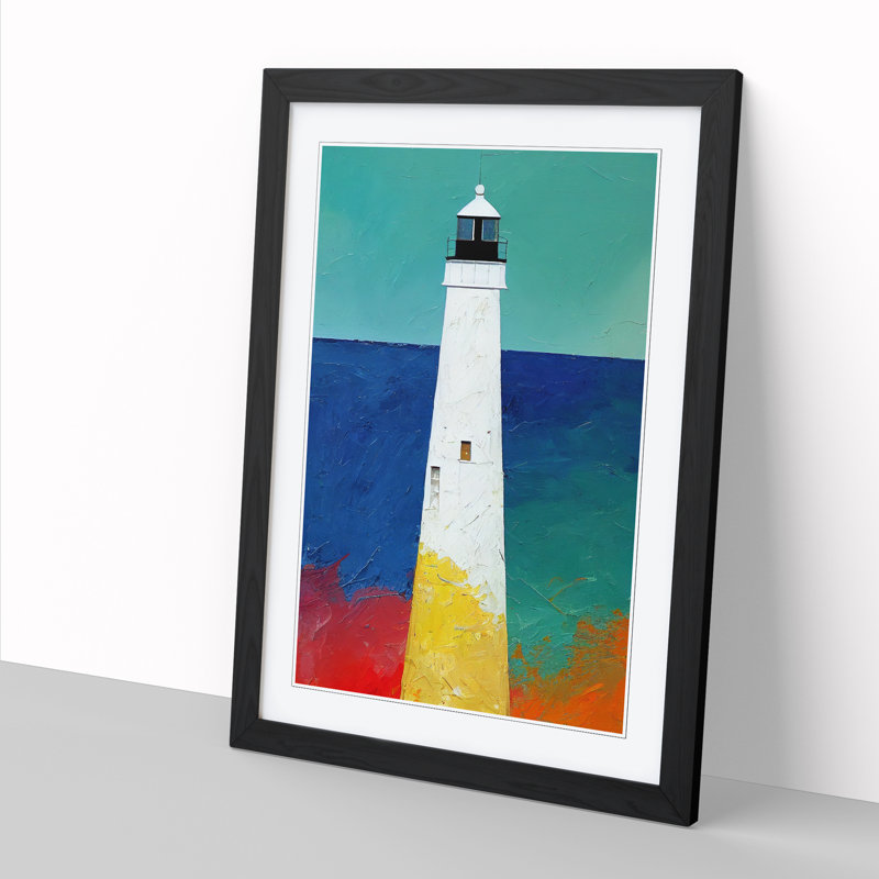 Lighthouse Painted Vol.3 - Picture Frame Print, 34cm H x 25cm W x 2cm D, Oak