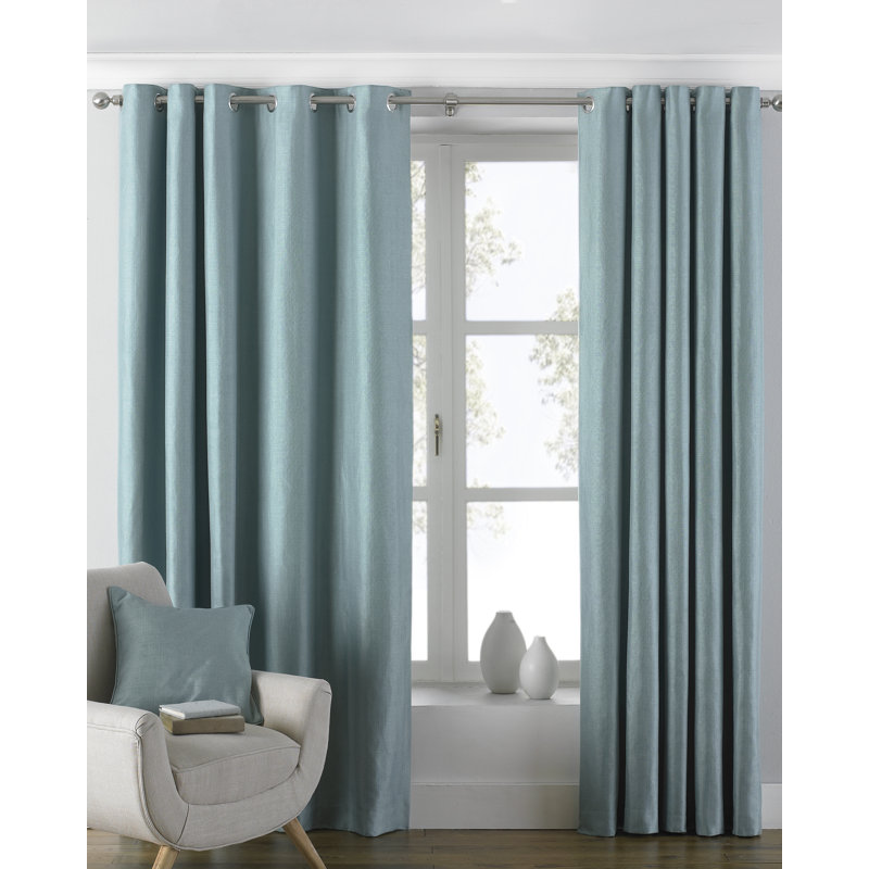 Sheer Curtain Pair, 168 W x 183 D cm, Duck Egg Blue