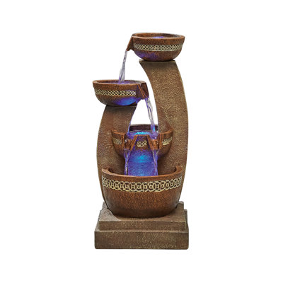 Wetzel Easy Fountain Azure Columns with Lights Mains Plugin Powered Water Feature