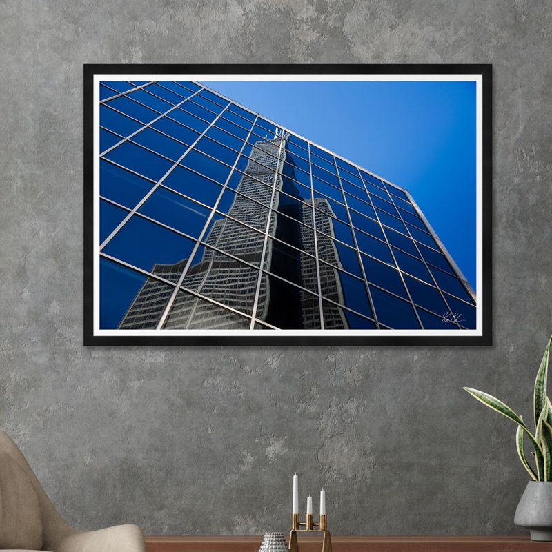 " Sears Tower Reflection " by Tim Klein, 35.5" H x 54.75" W x 1.5" D, Black Framed