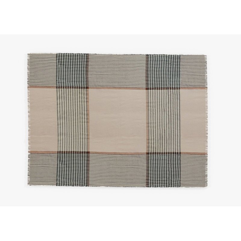 Bug Shield Outdoor Throw Blanket, 60" W x 80" L, Brown/Cream/Blue Plaid