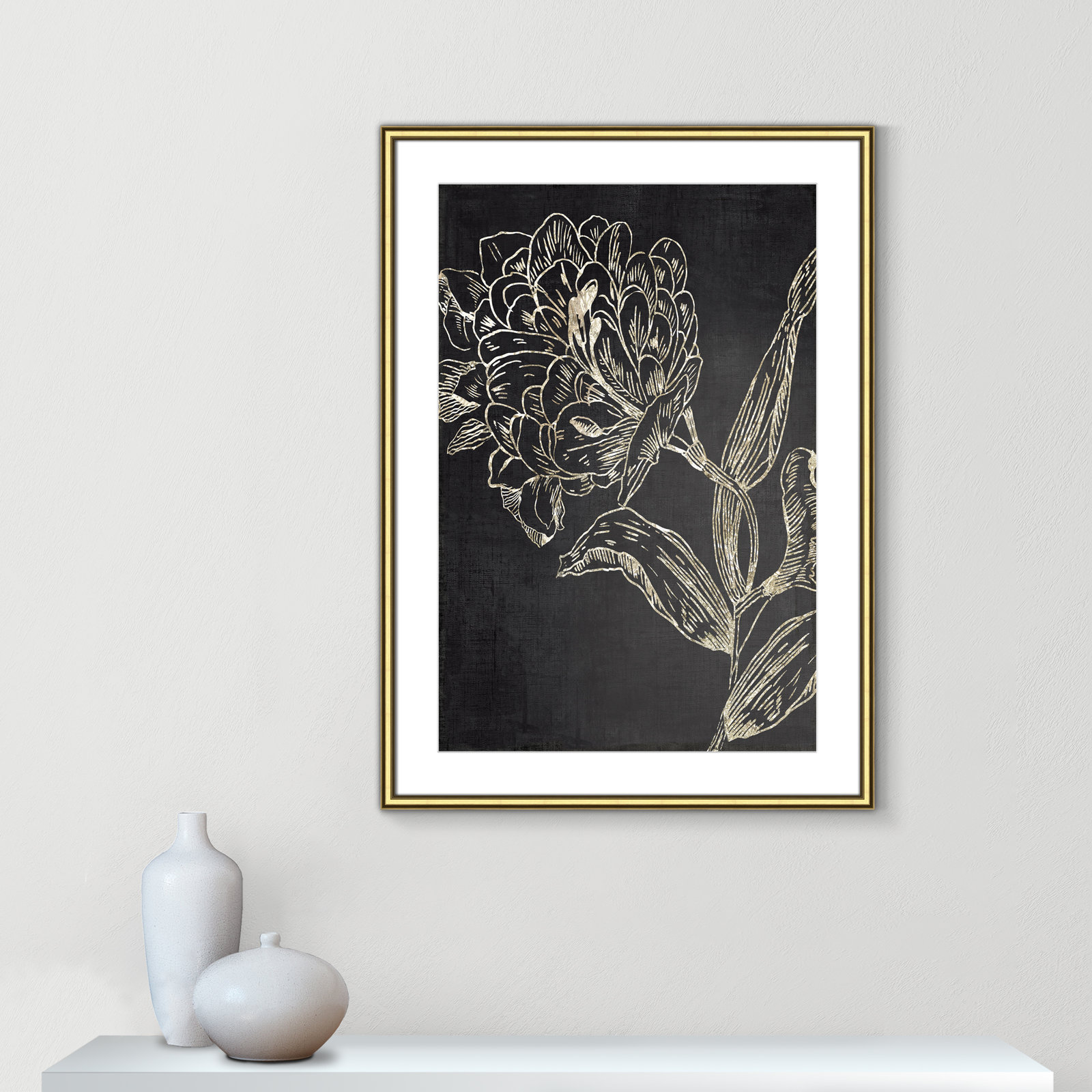Clarendon "Golden Flower Folklore II" Print, 36.75" H x 26.75" W, Gold