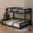 Floor-Mounted Bunk Bed Frame With Ladder, Safety Guardrails And Easy Assembly-975079714-975079715