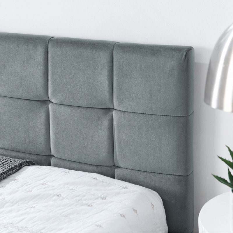 Upholstered Tufted Bed Frame, Sofa Bed Frame With Comfortable Backrest And Armrests, Bed For Bedroom, Living Room, Gray