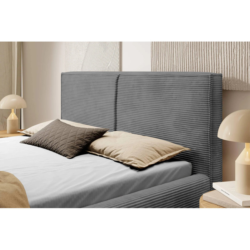 Ottoman Bed  Frame, Grey, Double (4'6)