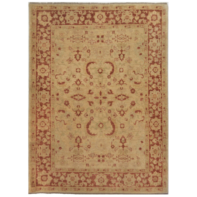 Agra Wool Oriental Area Rug in Beige