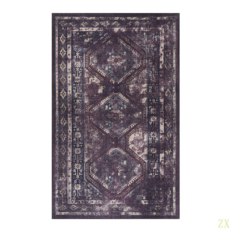 Area Rug 5X8, Washable Rug, Low-Pile, Non-Slip, Non-Shedding, Foldable, Kid & Pet Friendly - Area Rugs For Living Room, Bedroom, Kitchen (5' X 8')