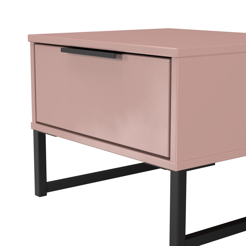Turah 1 Drawer Bedside Cabinet (Ready Assembled), Kobe Pink