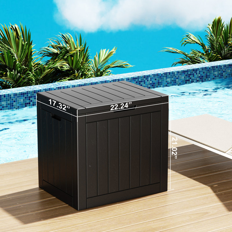 Vbal 30 Gallons Water Resistant Resin Lockable Deck Box, Black