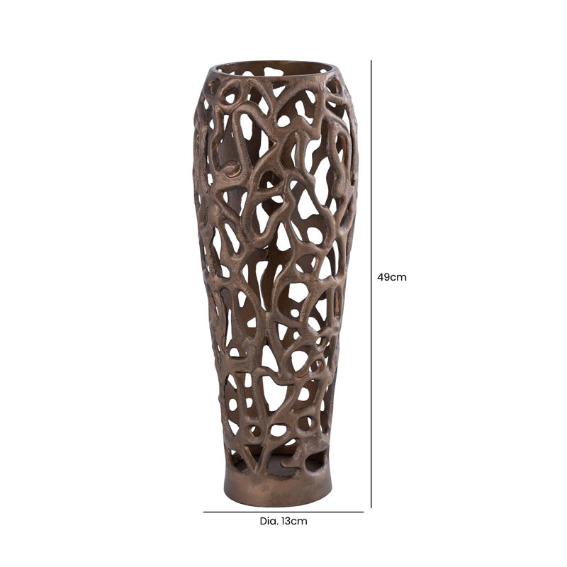 Codera Metal Floor Vase, 49cm H  x 13cm W  x 13cm D, Bronze