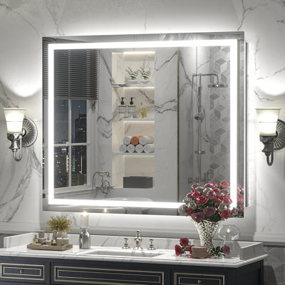 Wayfair Basics® UL Certified Front & Back LED Anti-Fog Tempered Glass Bathroom/Vanity Mirror with 3-Year Warranty
