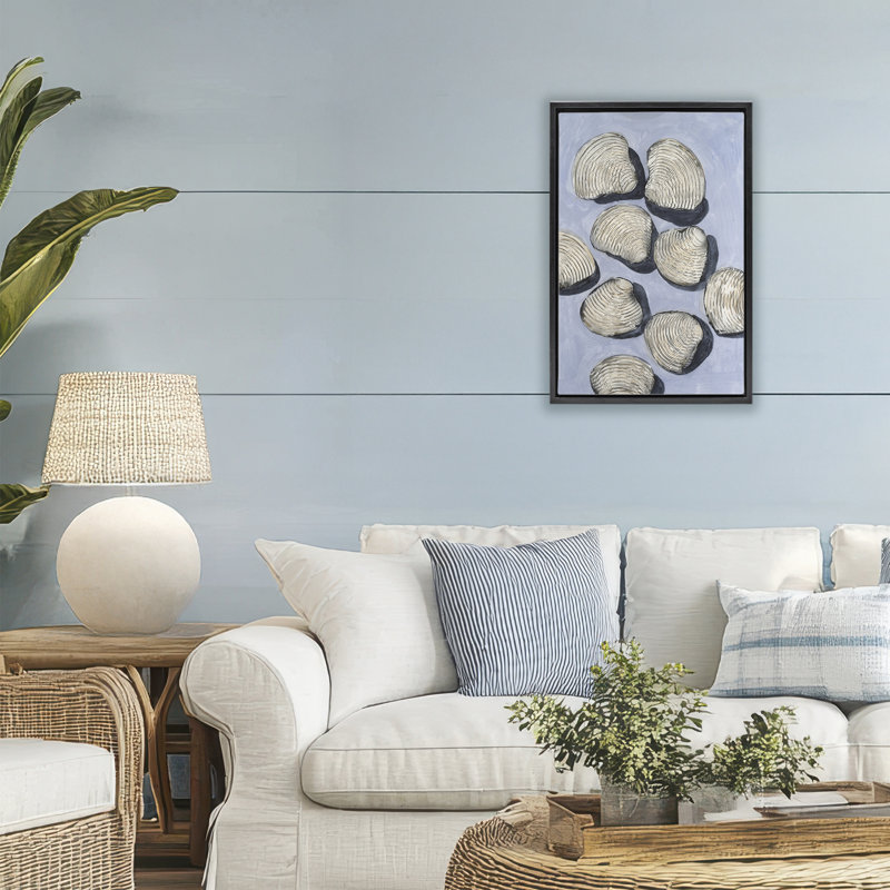 Embellished Shells Arrangement Floating Frame, design by Michael Willett, Jet Black Floater Frame, 25" H x 17" W