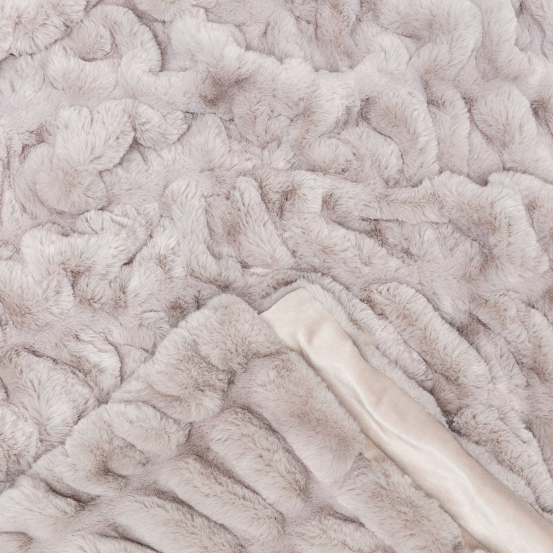 Jeté de lit en fausse fourrure, Taupe, Jeté