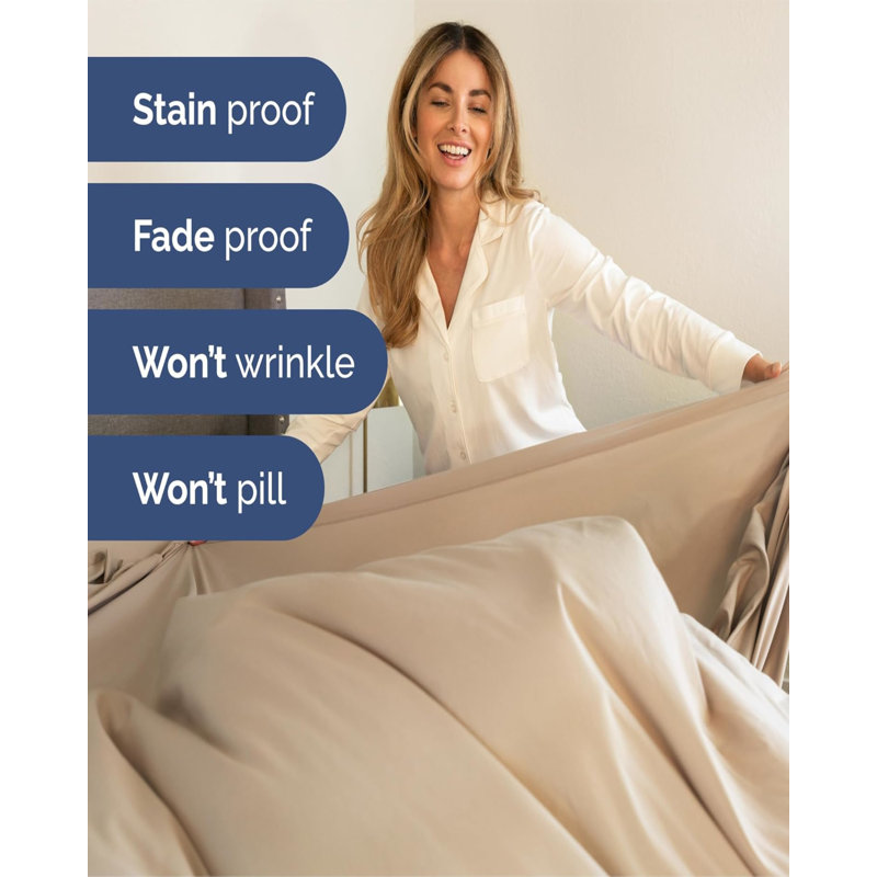 Off White Queen Microfiber Deep Pocket Sheet Set